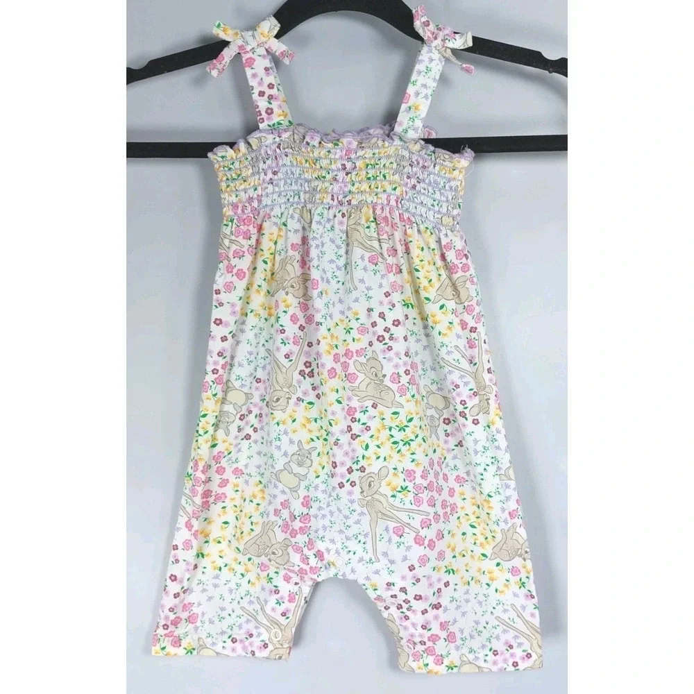 Disney Baby Smocked Bambi Jumper‎ Cotton Floral 3-6 Month Summer